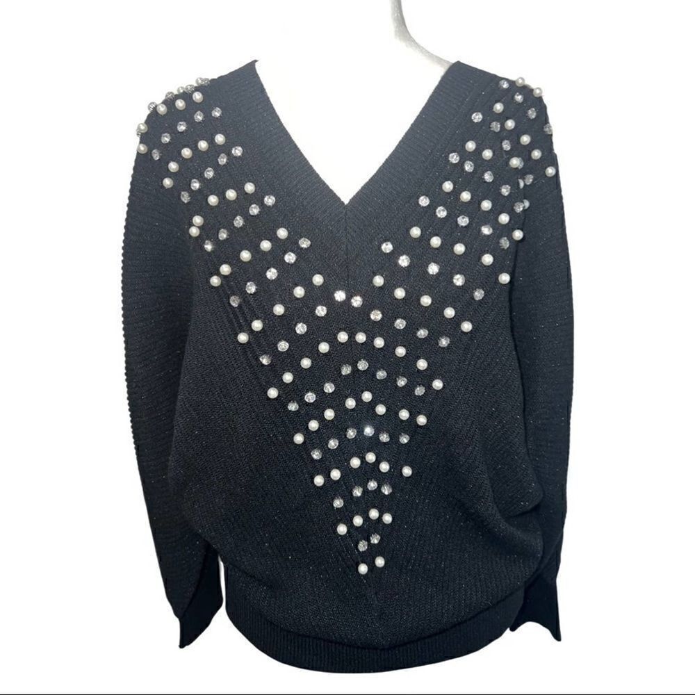 New york and company bedazzled front sweater size M